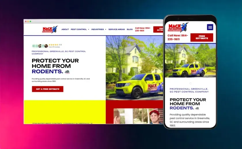 Mack Pest Solutions website on desktop and mobile