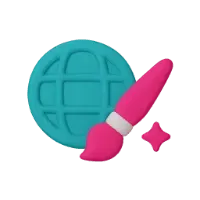 A globe and paintbrush icon, representing creativity and global design concepts.