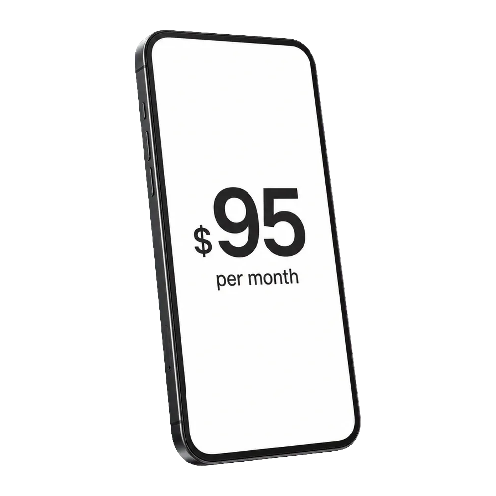 A smartphone screen showing a single price, $95 per month