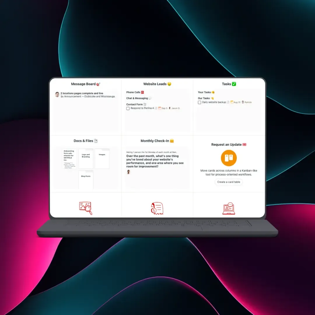A monthly website report on a laptop screen
