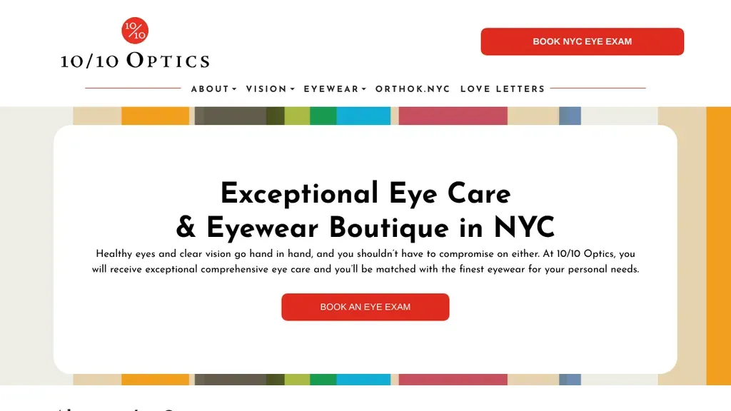 10/10 Optics sitio web