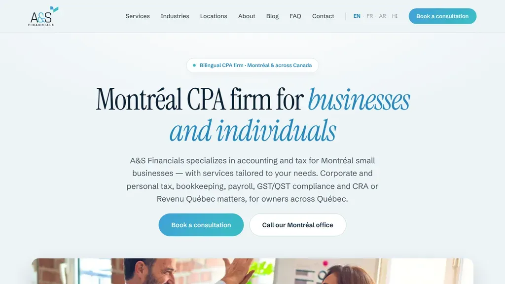 A&S Financials sitio web