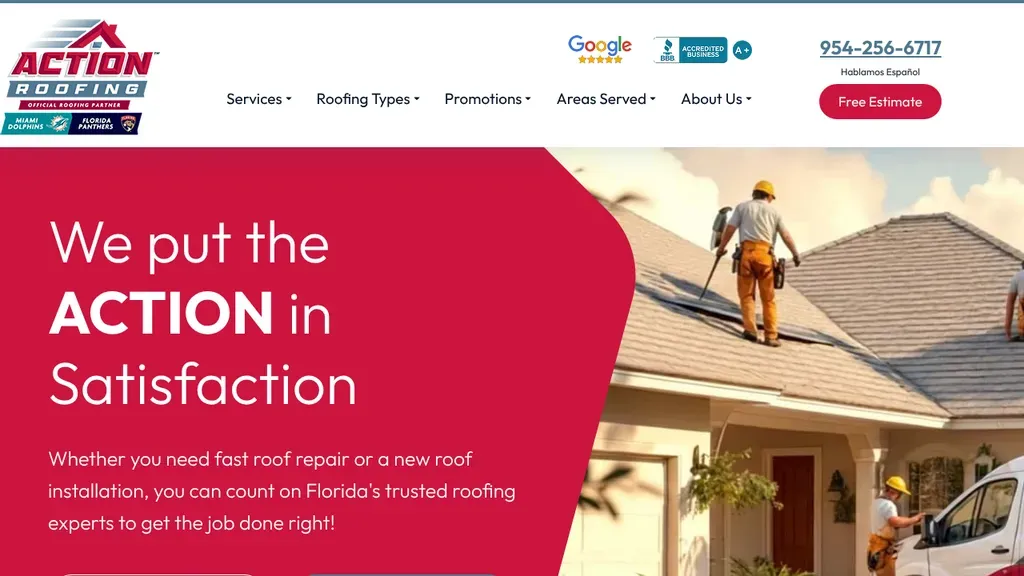 Action Roofing sitio web