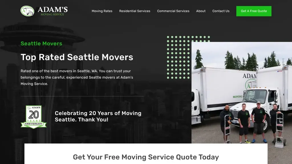 Adam's Moving Service sitio web