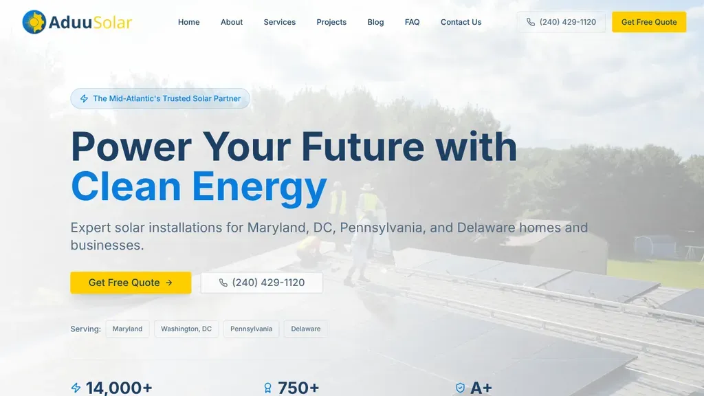 Aduu Solar sitio web
