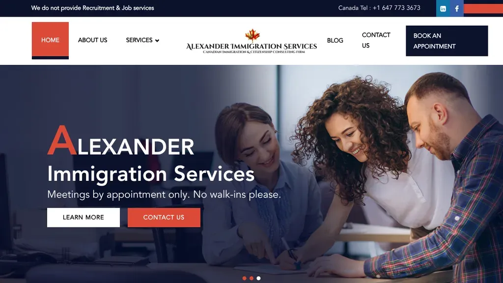 Alexander Immigration Services sitio web