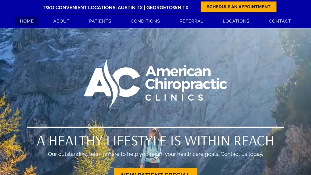 American Chiropractic Clinics sitio web