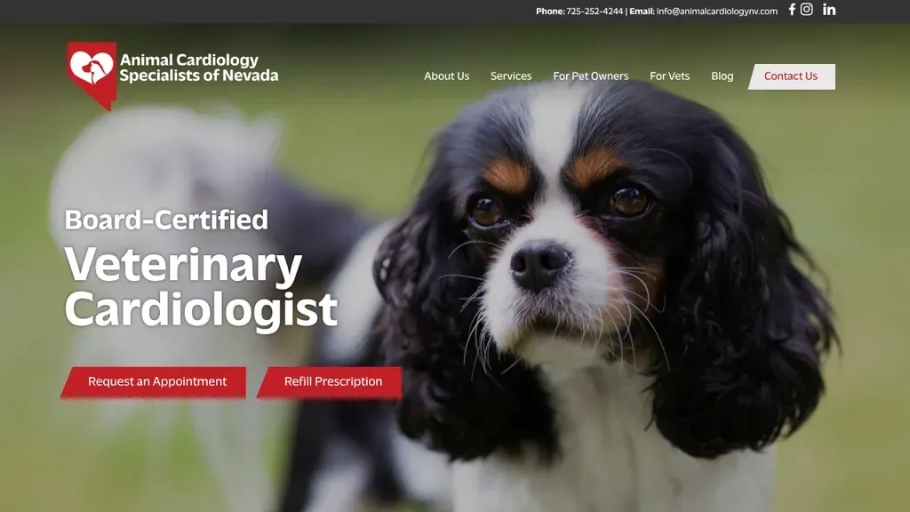 Animal Cardiology Specialists of Nevada website
