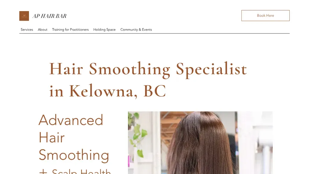 AP Hair Bar Kelowna Head Spa and Hair Smoothing website