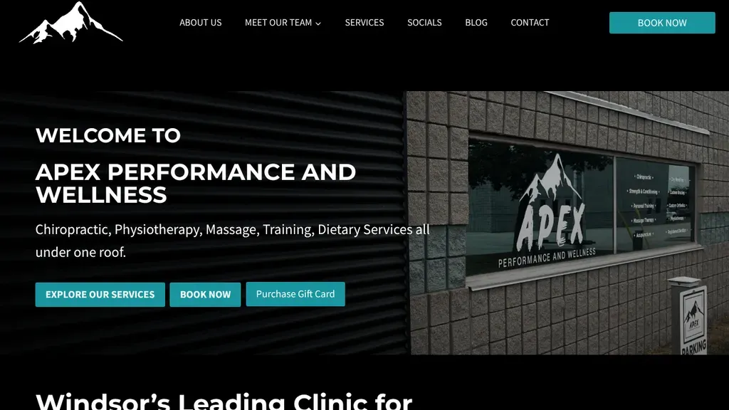 Apex Performance and Wellness sitio web