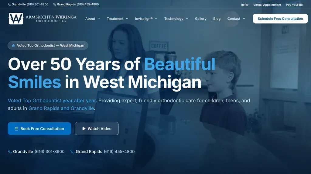 Armbrecht & Wierenga Orthodontics sitio web
