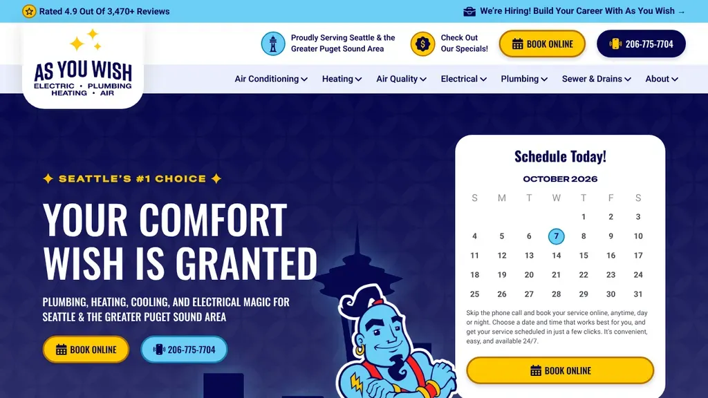 As You Wish Electric, Plumbing, Heating & Air sitio web