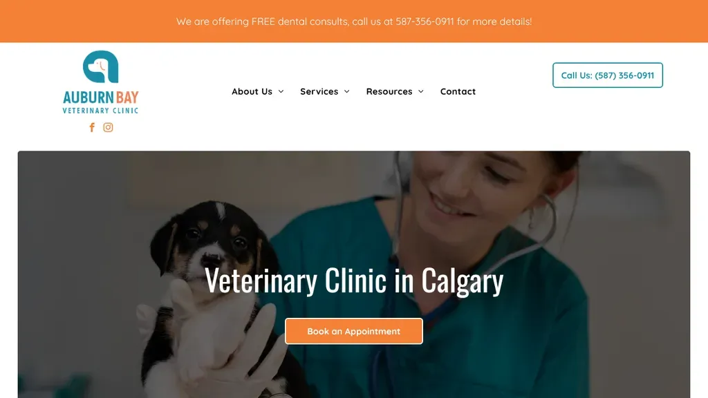 Auburn Bay Veterinary Clinic website