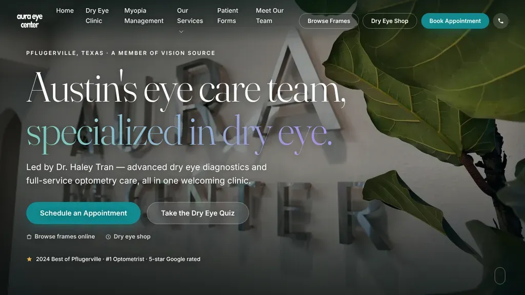 Aura Eye Center sitio web