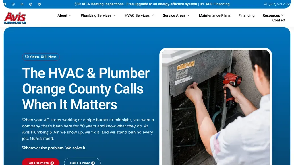 Avis Plumbing and Air sitio web
