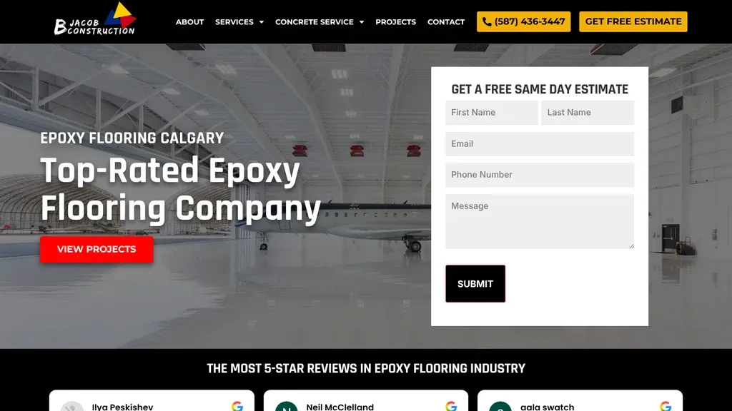 B Jacob Construction website