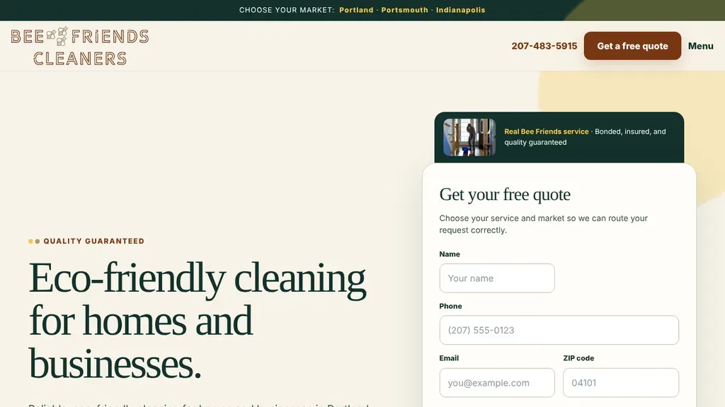 Bee Friends Cleaners of Indianapolis sitio web