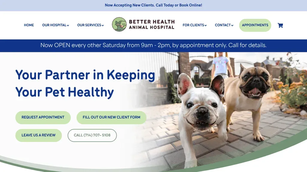 Better Health Animal Hospital website
