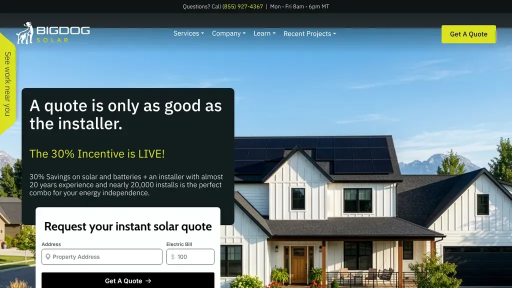 Big Dog Solar Energy sitio web