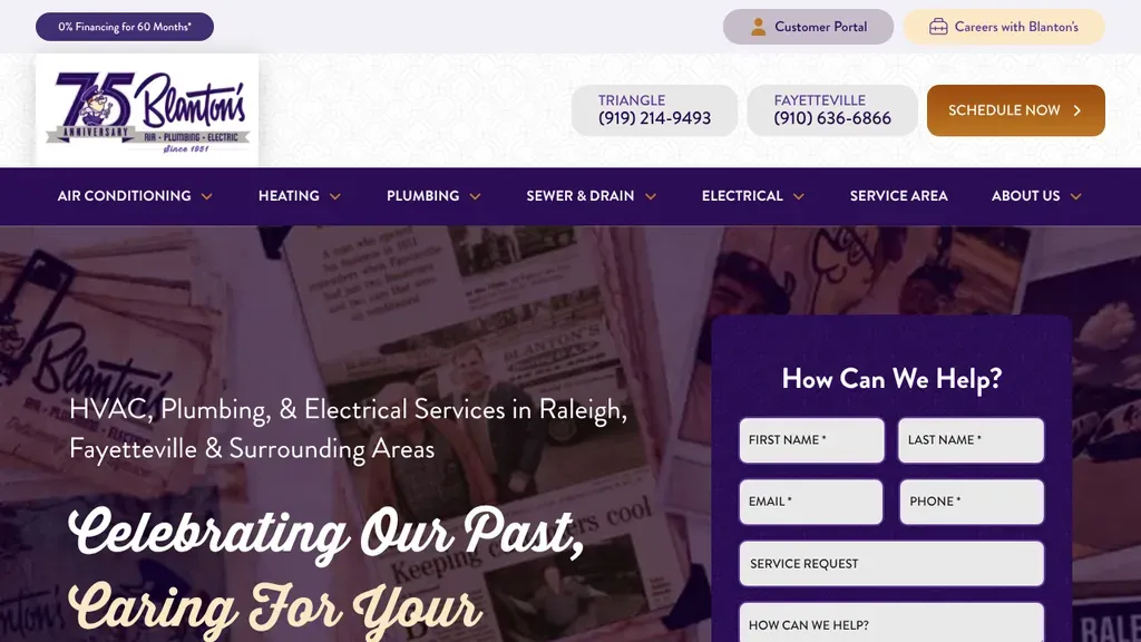 Blanton's Air, Plumbing & Electric sitio web
