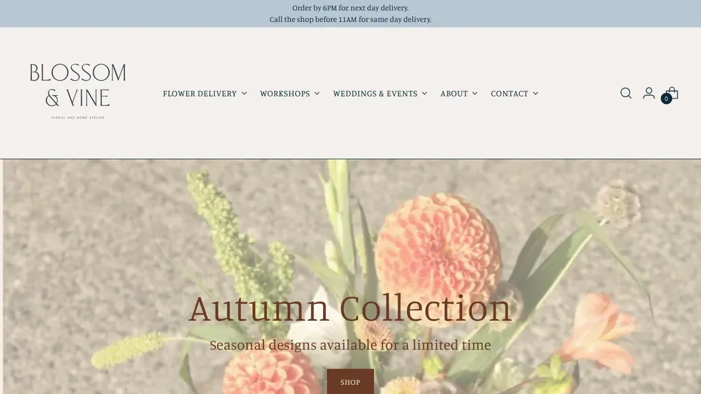 Blossom & Vine Floral sitio web