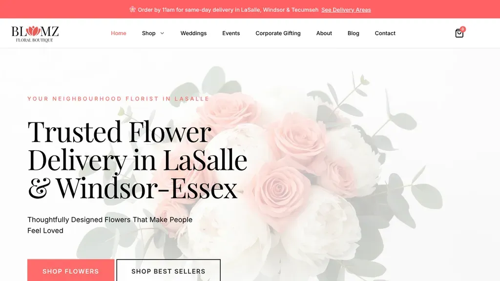 Blumz Floral Boutique sitio web