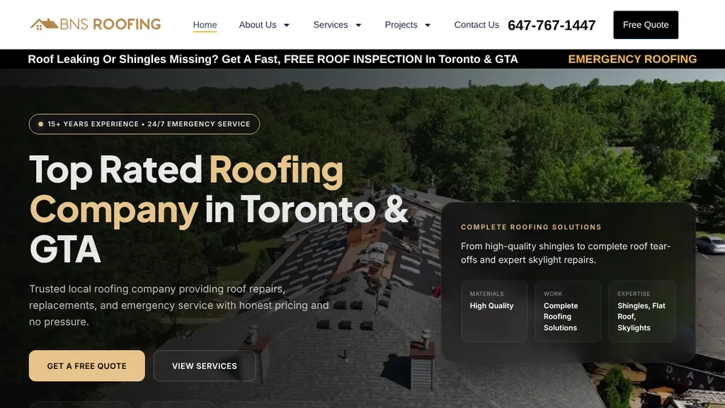 BNS Roofing sitio web