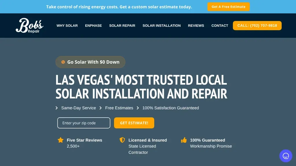 Bob's Repair Solar Las Vegas sitio web