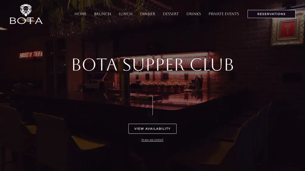 BOTA Supper Club sitio web
