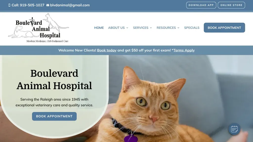Boulevard Animal Hospital website