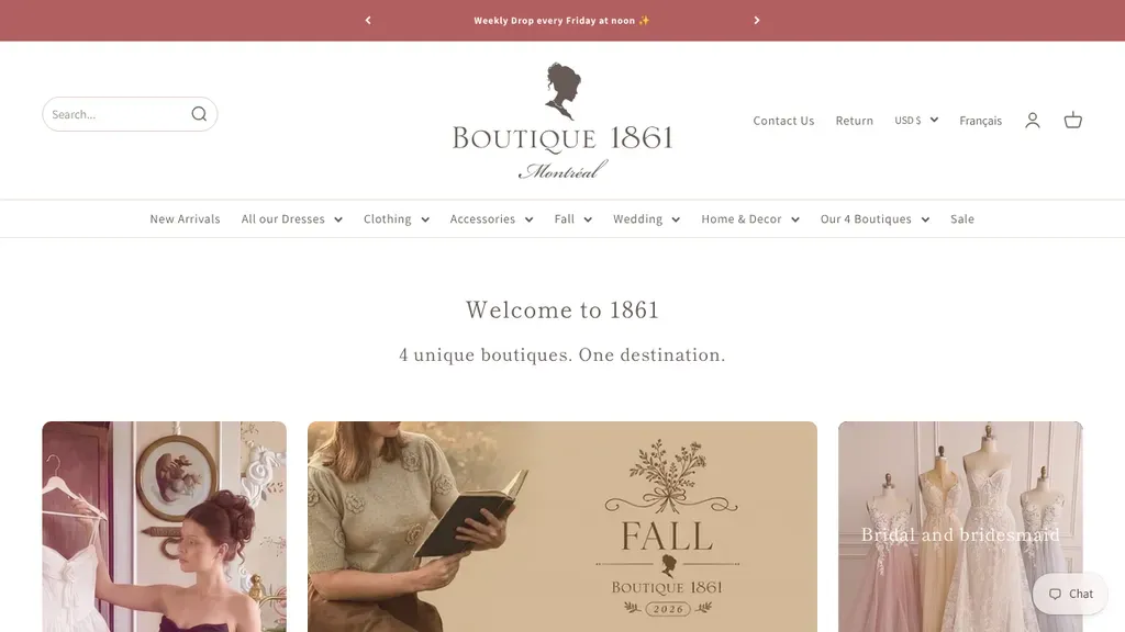 Boutique 1861 sitio web