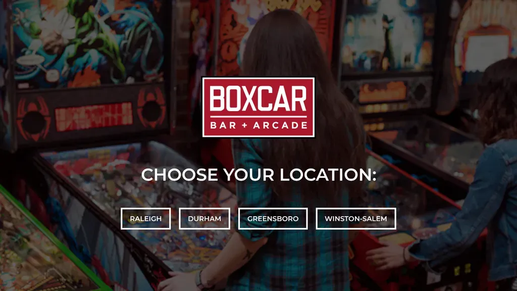 Boxcar Bar + Arcade sitio web