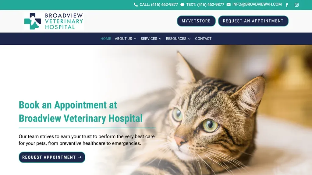 Broadview Veterinary Hospital website