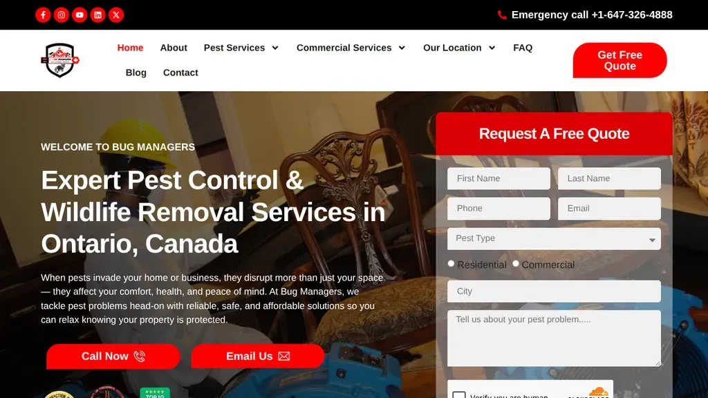 Bug Managers Pest Control pest solutions sitio web