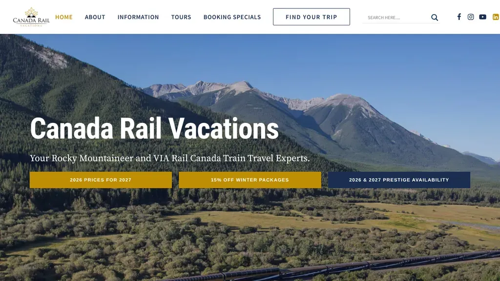 Canada Rail Vacations sitio web