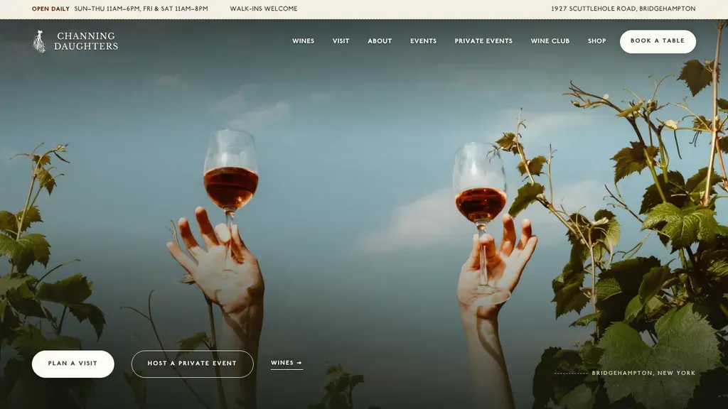 Channing Daughters Winery sitio web