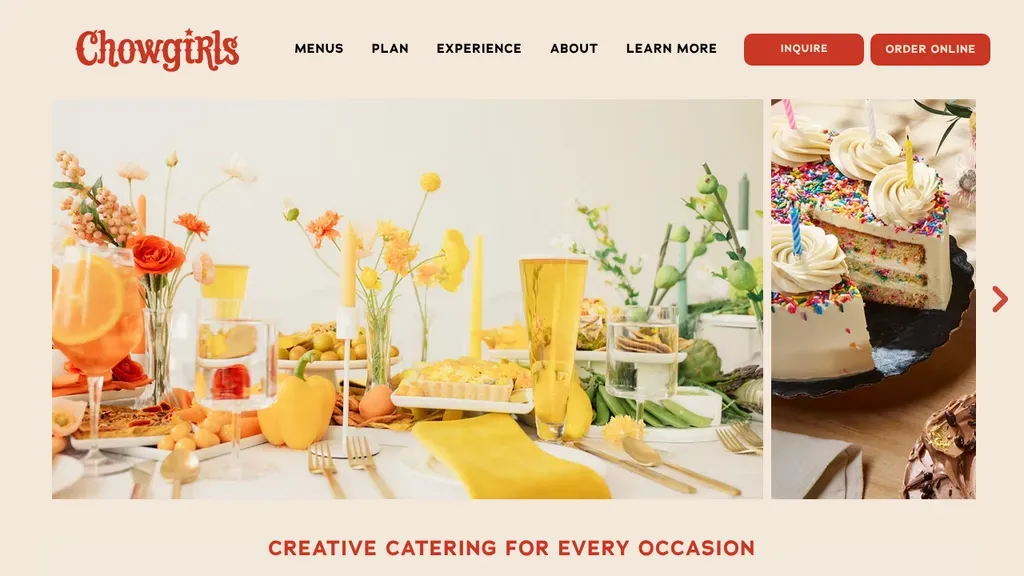 Chowgirls Catering sitio web