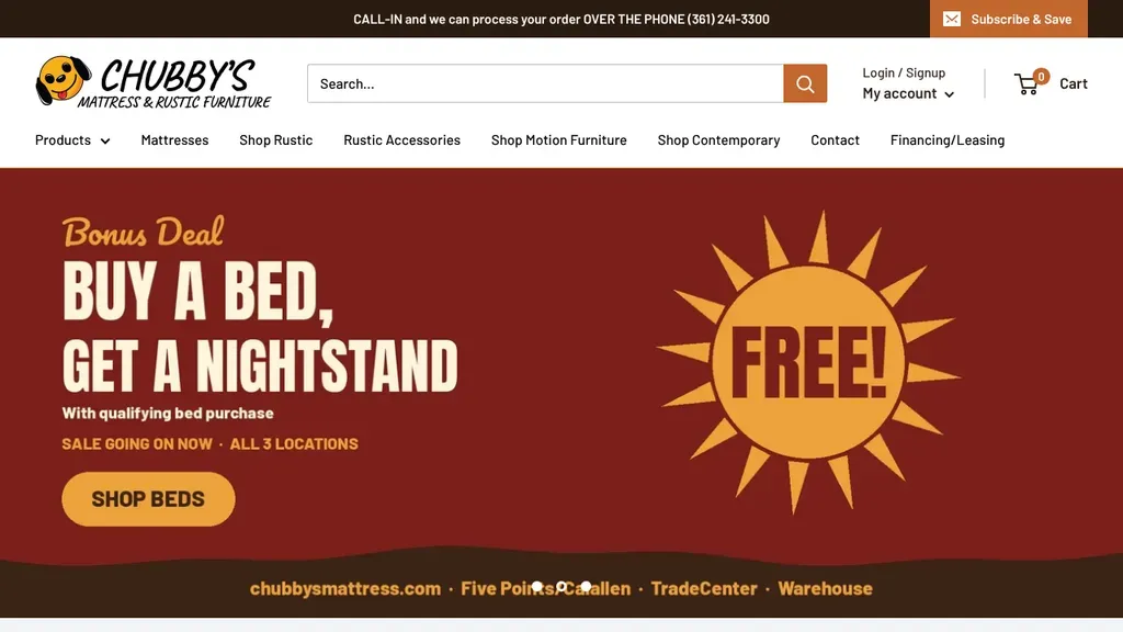 Chubby's Mattress & Rustic Furniture sitio web