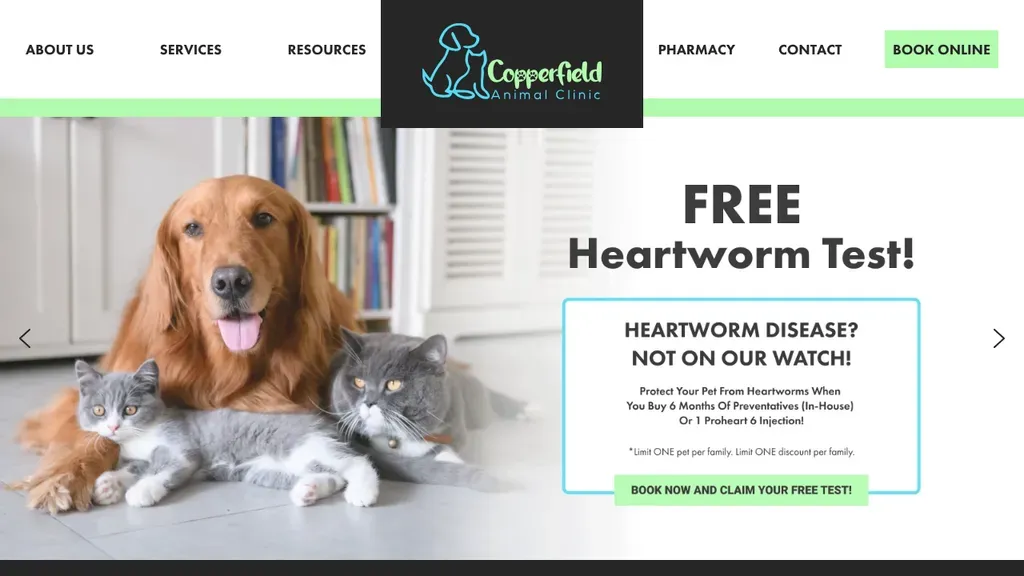 Copperfield Animal Clinic website