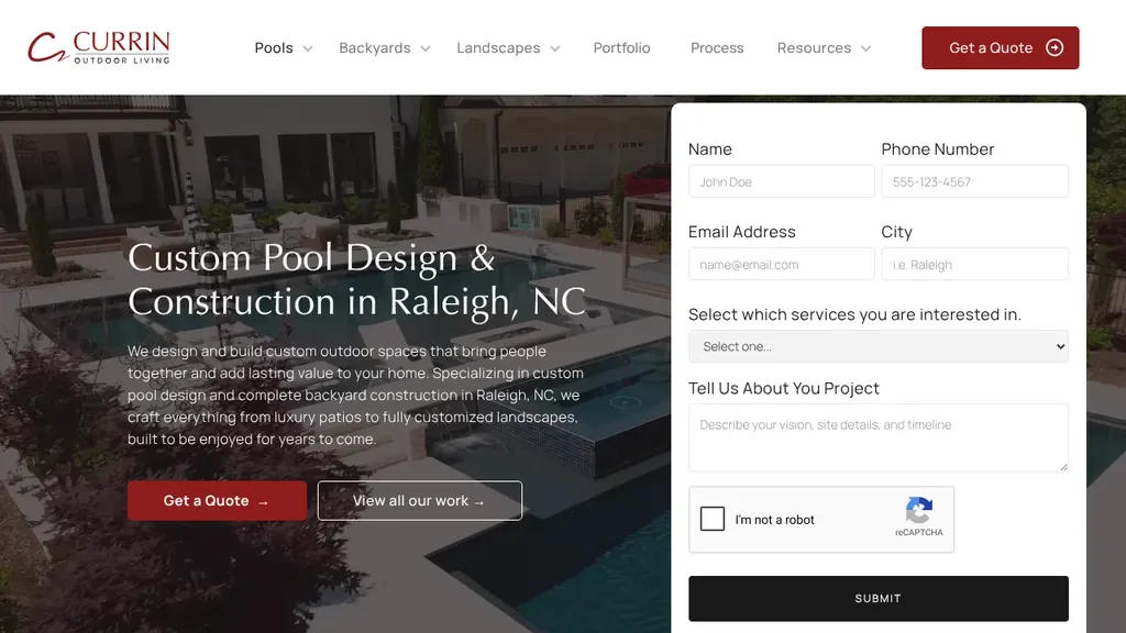 Currin Pools & Outdoor Living sitio web