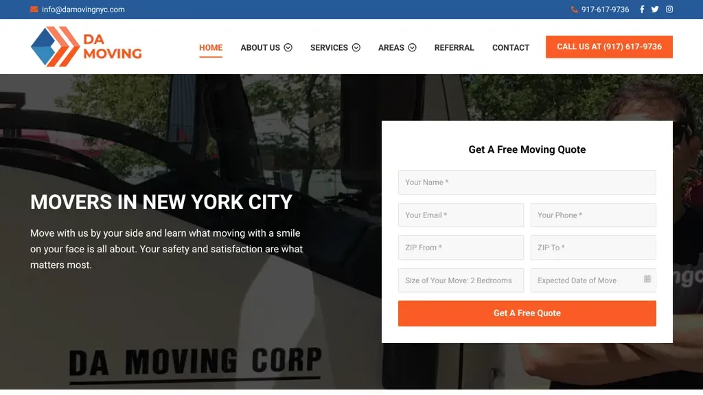 DA Moving NYC sitio web