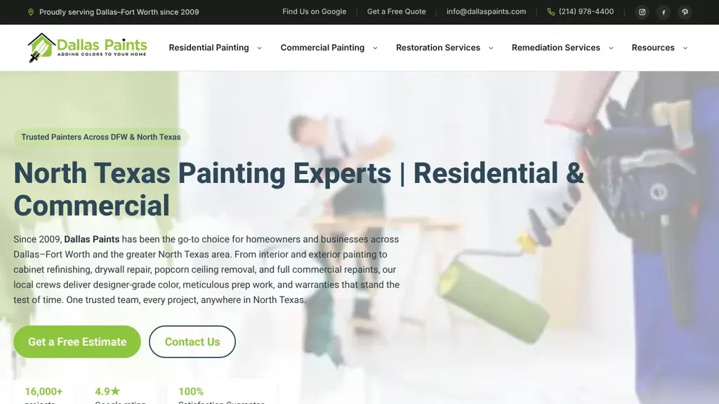 Dallas Paints sitio web