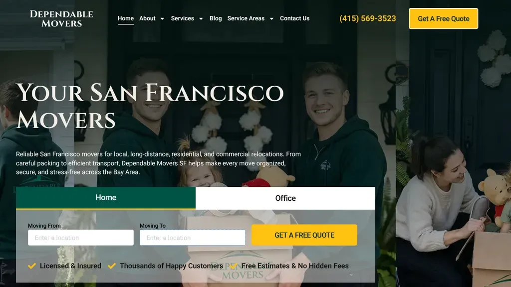 Dependable Movers sitio web