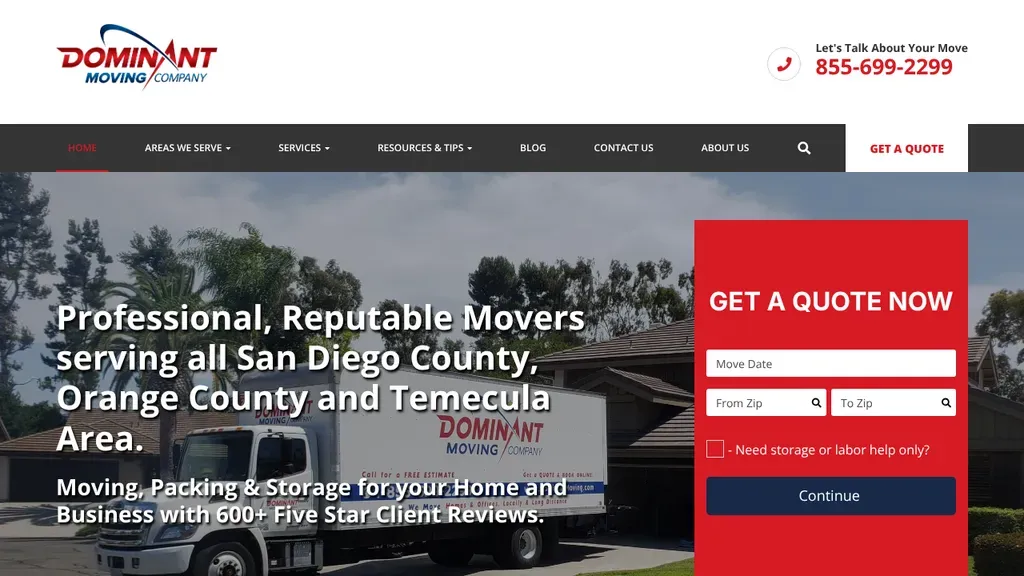 Dominant Moving Company sitio web
