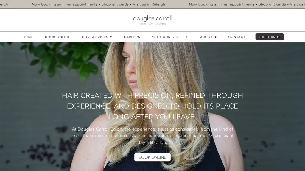 Douglas Carroll Salon, Spa and Boutique website