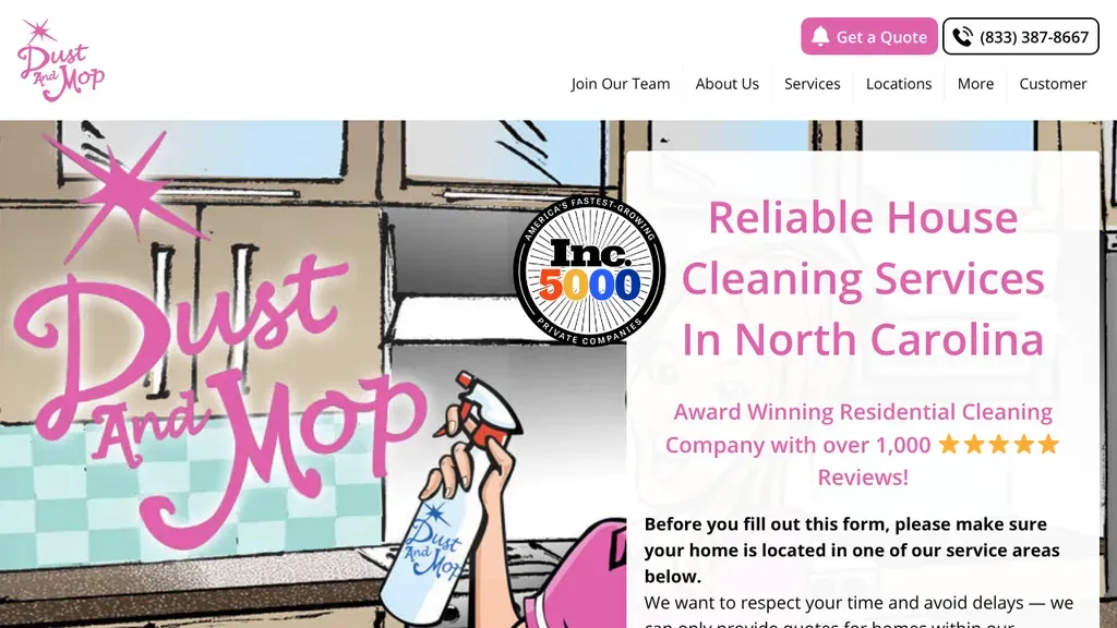 Dust and Mop House Cleaning of Raleigh sitio web