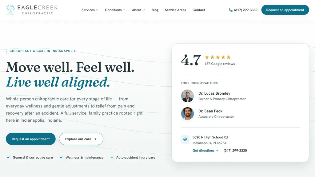 Eagle Creek Chiropractic sitio web