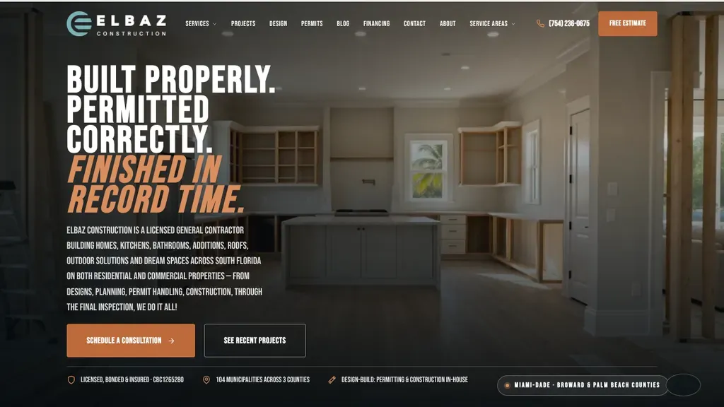 Elbaz Construction & Bathroom Remodeling sitio web