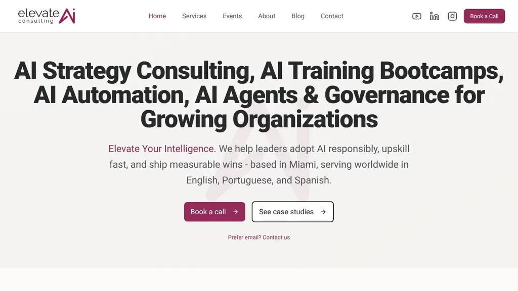Elevate AI Consulting sitio web