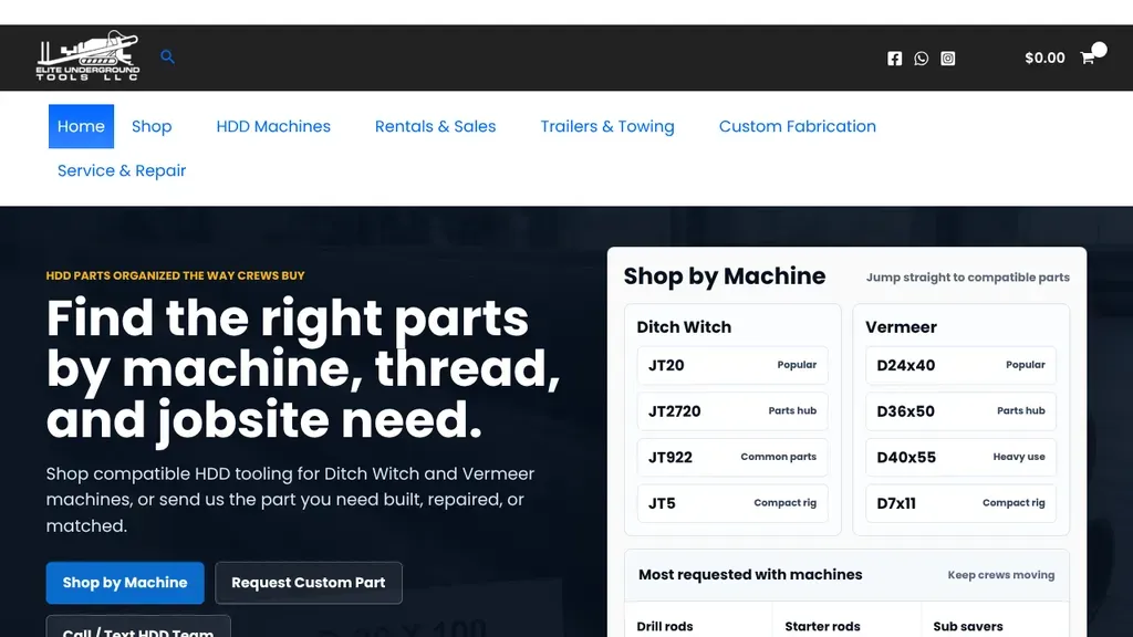 Elite Underground Tools website